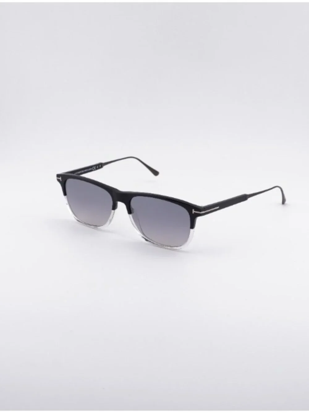 Tom Ford Caleb FT0813 03C Sunglasses - Black/Crystal Square Frame, Smoke Lenses